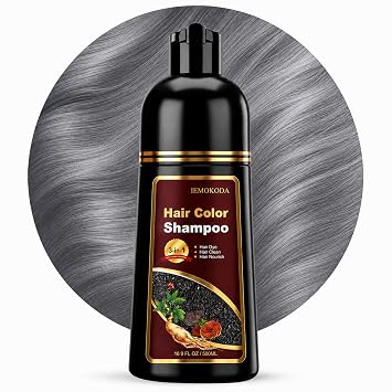 3-in-1 Hair Dye Shampoo Silver Gray - Herbal Hair Color Shampoo for Gray Hair Coverage, Semi-Permanent Natural Hair Tint Shampoo Dye for Women & Men, Color Depositing Shampoo, Champu Para Canas