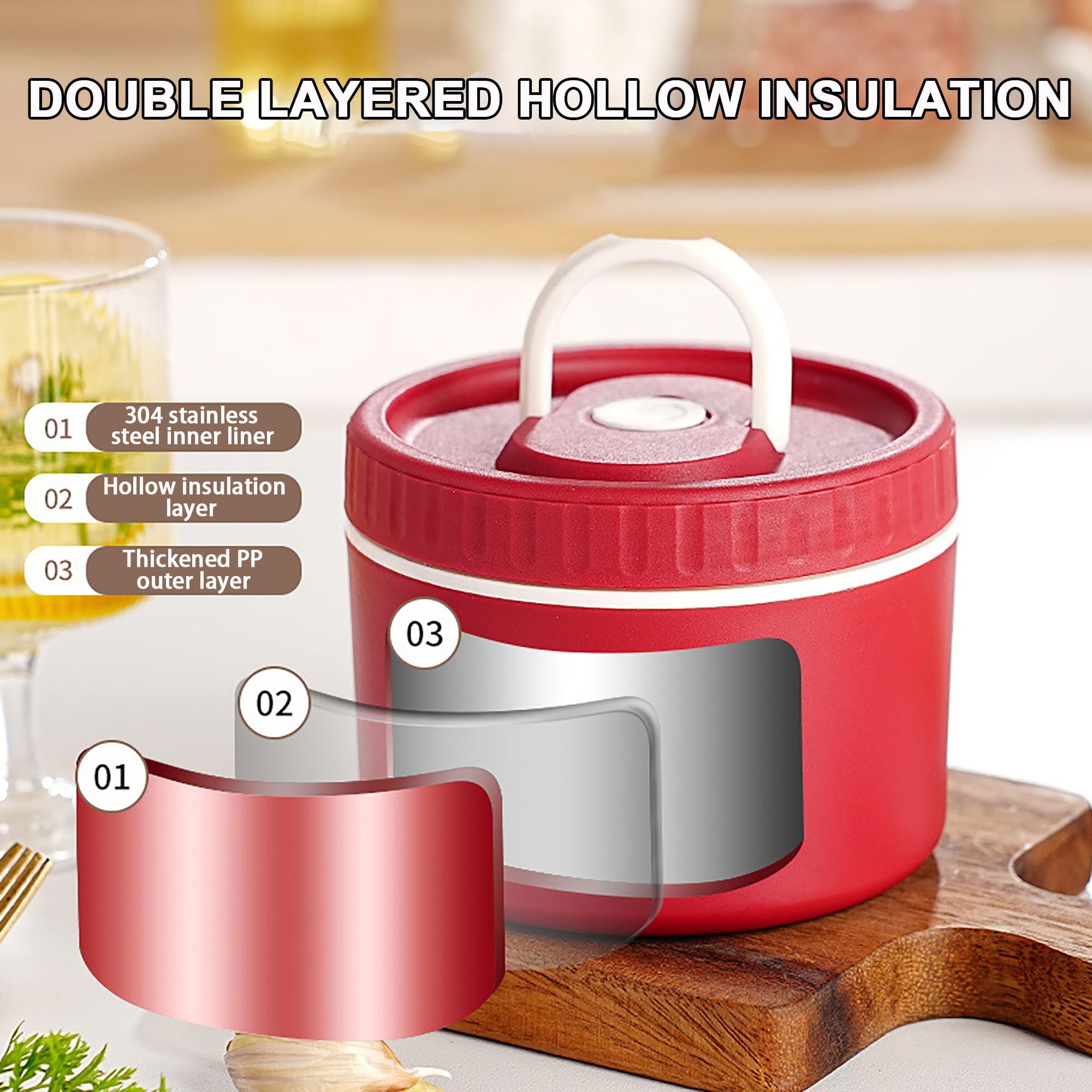 Stapelbare Bento Lunchbox, tragbarer isolierter Lunchbehälter, mikrowellengeeigneter Behälter für warme Speisen, auslaufsicherer Thermobehälter für Picknicks, Arbeit, Reisen,Beige-4 pcs