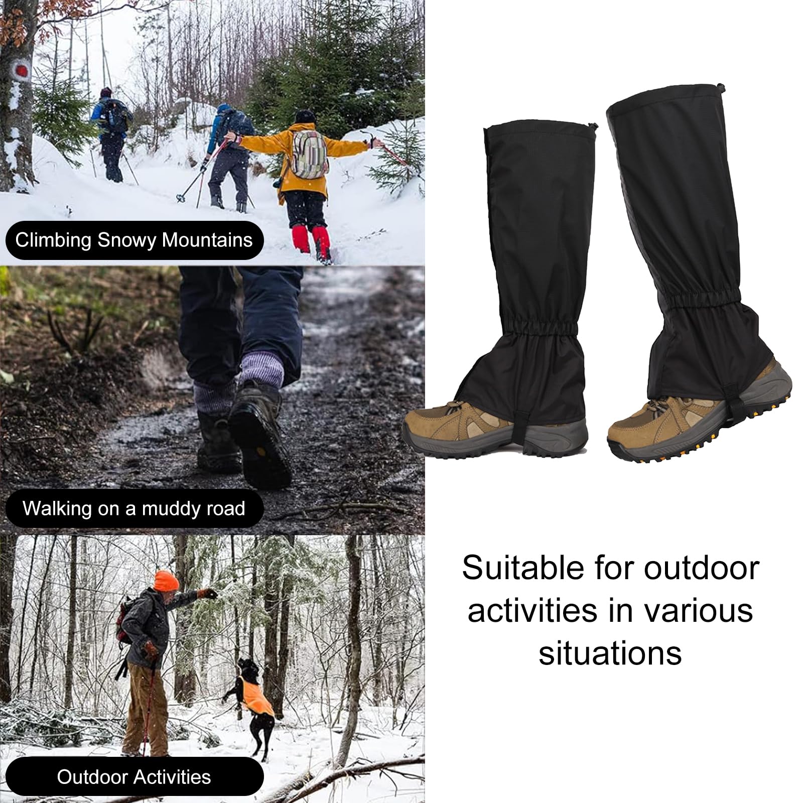 Guêtres Imperméables De Randonnée - Hauteur 46 Cm, Nylon, Protection Neige Et Boue (Paire) - 10