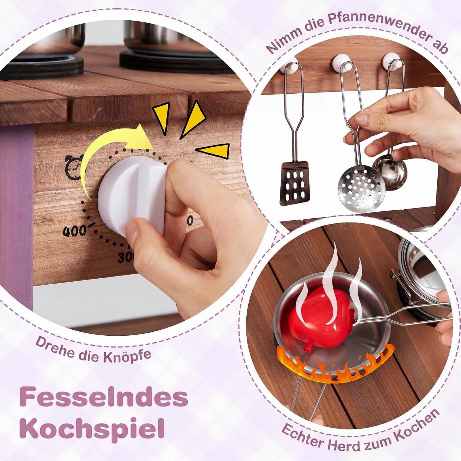 COSTWAY Matschküche Kinder Outdoor, mit Wassertank & Töpfe, ab 3 Jahren | Tannenholz, mit Wasserhahn & Spülbecken, Pflanzkasten & Blumentopf, inkl. 15 Zubehörteile, für kreatives Rollenspiel
