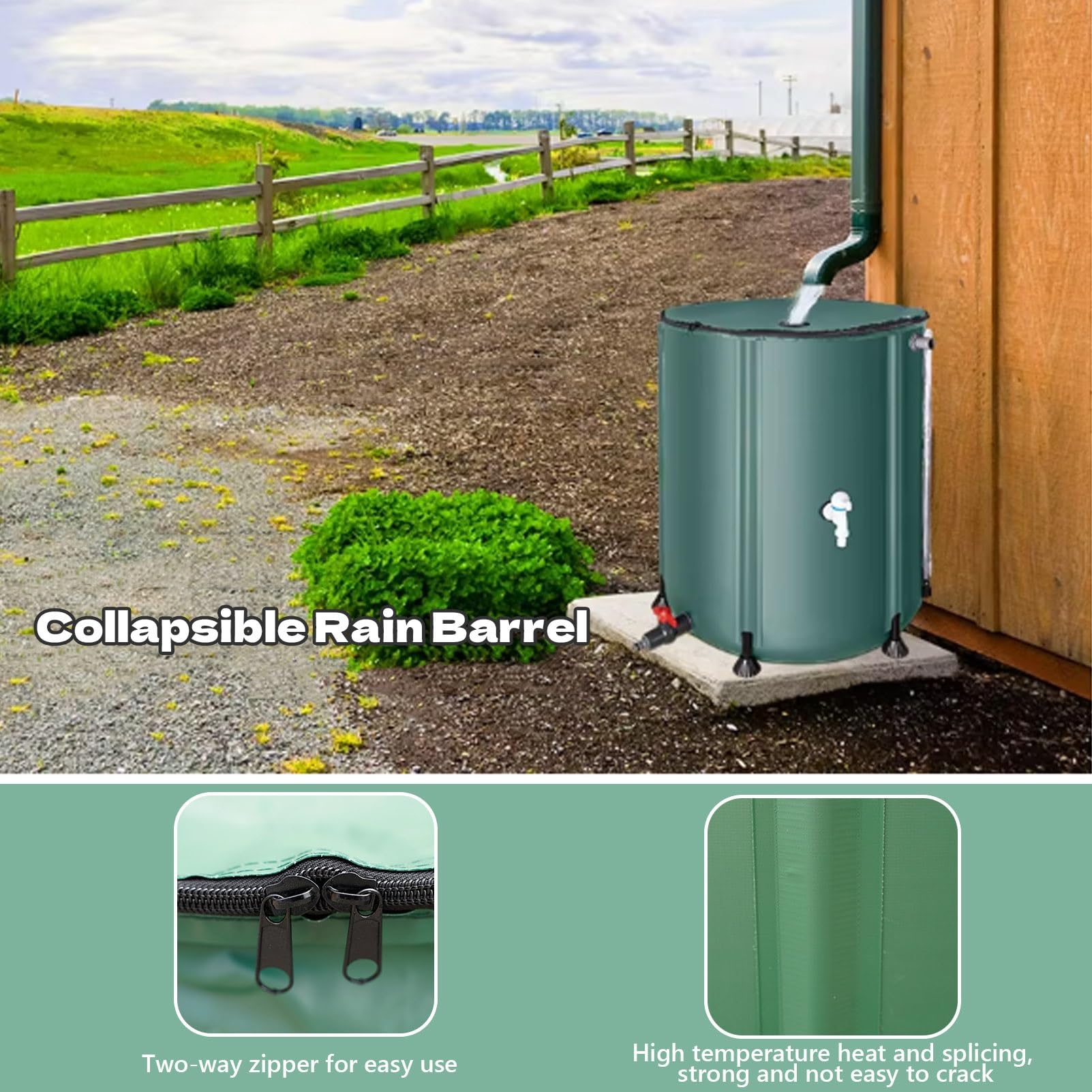 Colector de agua de lluvia portátil 50 100 160 200 L sistema de filtración con grifo para riego de jardín y lavado de coches