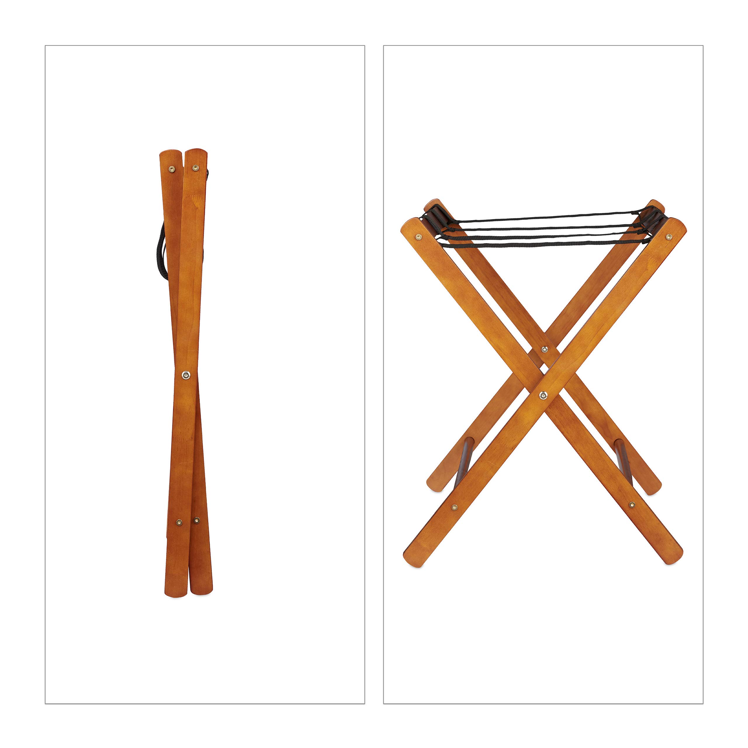 Relaxdays Portavaligie Pieghevole Legno HLP 54,5 x 66 x 44 cm Naturale