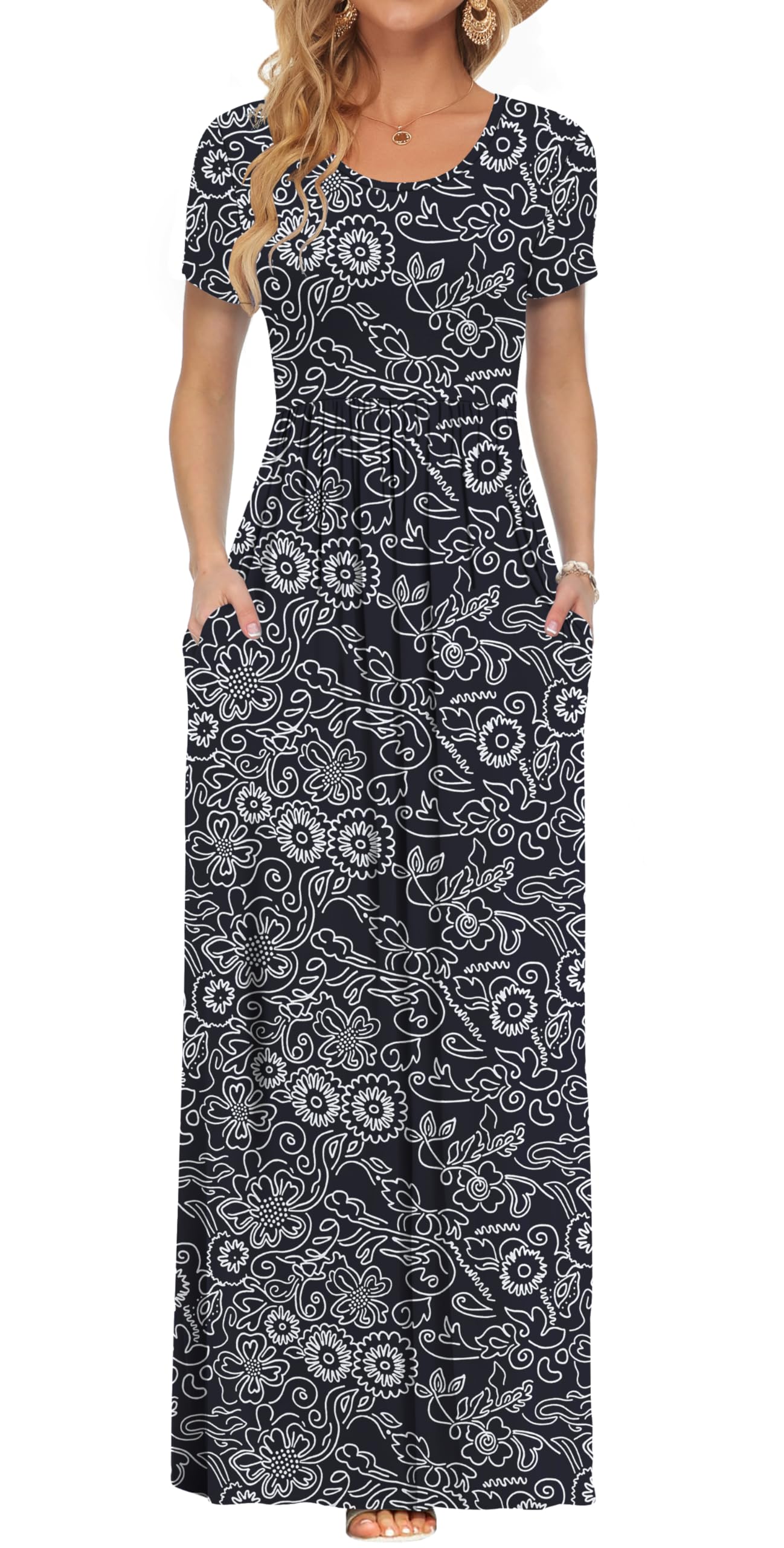 AUSELILY Women's Classic Short Sleeve Loose Plain Casual Long Maxi Dresses for Women 2026