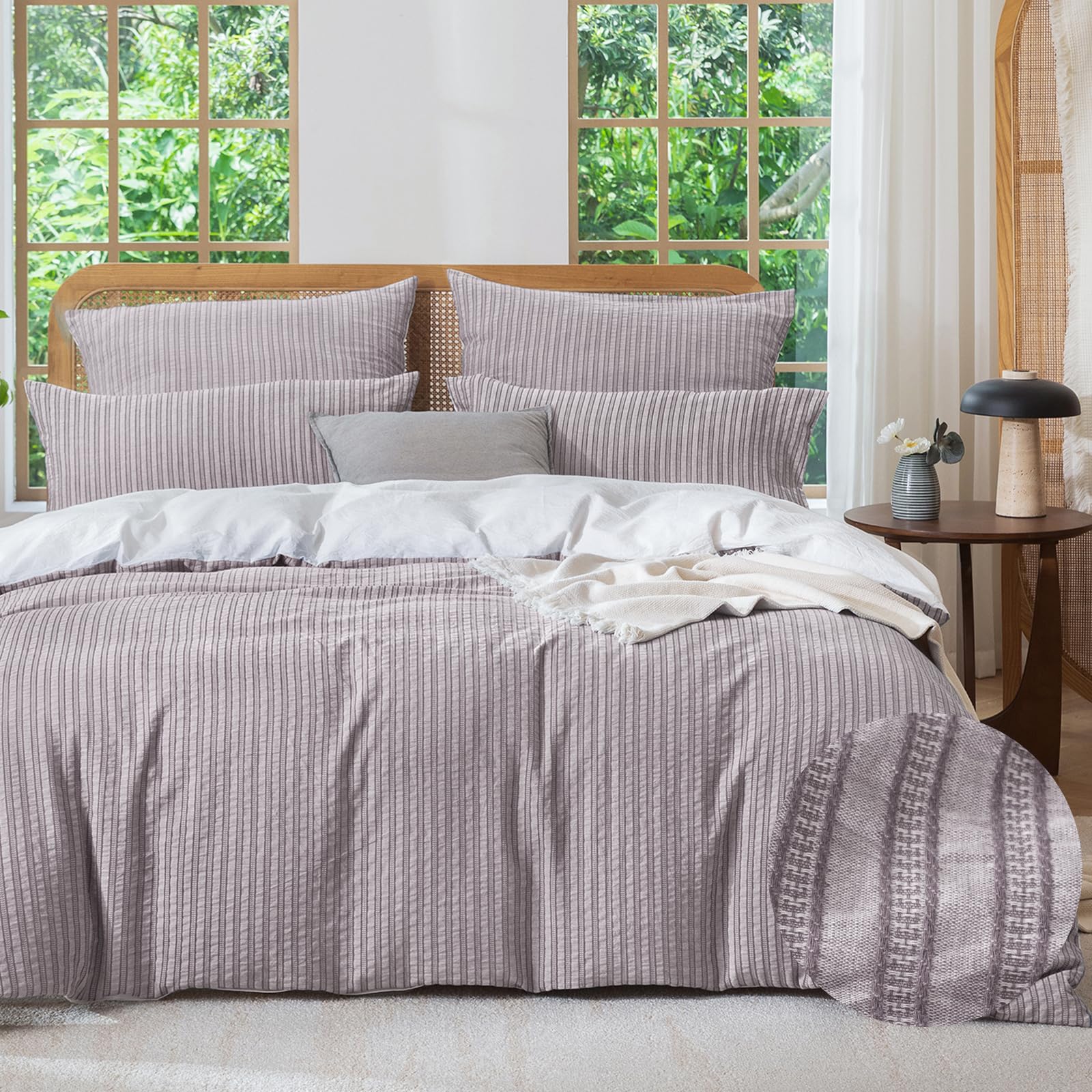 SOULFUL Gestreift Jacquard Gewaschene Baumwolle Bettwäsche Set