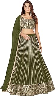 zeel clothing Women's Georgette Lehenga Choli With Dupatta Semi Stitched-picture-36