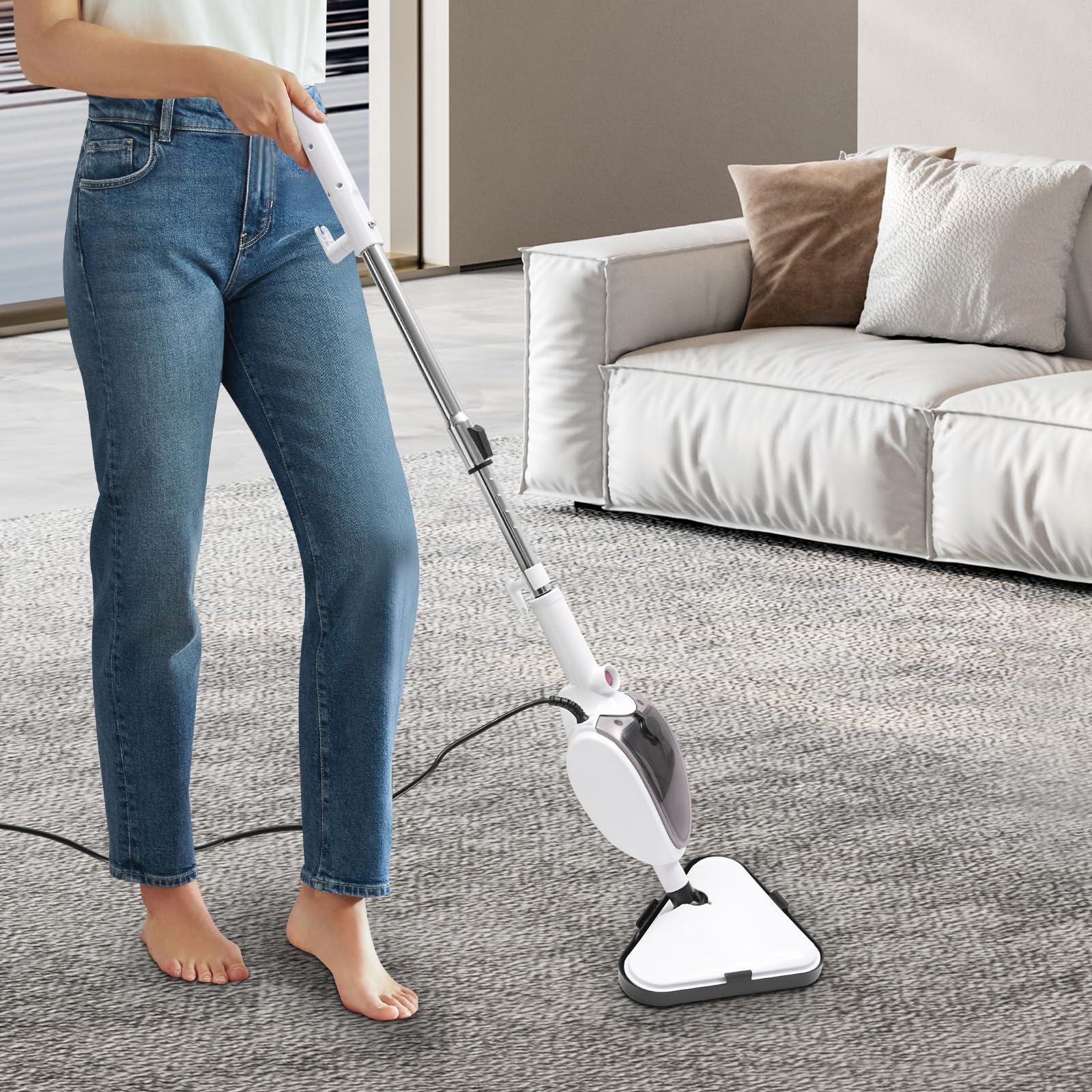 Dampfreiniger Handgerät Steam Boden Dampfreiniger Dampfmop 1300W 230°F Heißdampf Kabellos Bodenreiniger Für Hartböden Fliesen Laminat Marmor Haushalt