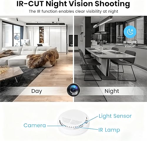 Miniatura 4 de LIZVIE Detector de humo manual de cámara oculta  Gran angular de 110, detección de movimiento, visión nocturna, 5000mAh y 2.4G WiFi hecho a mano,