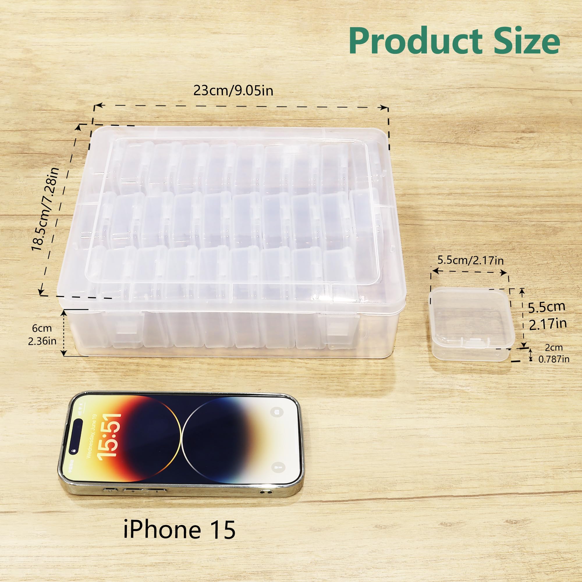 MOLN HYMY Bead Organizer, 30pcs Clear Bead Containers for Organizing, Small Plastic Box with Hinged Lids and 60 Labels for Bracelet Making DIY Jewelry Crafts and Various Accessories