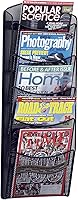 Safco Onyx Mesh 5-Pocket Wall Mount Magazine Rack - Durable Black Steel Brochure Holder for Offices & Lobbies