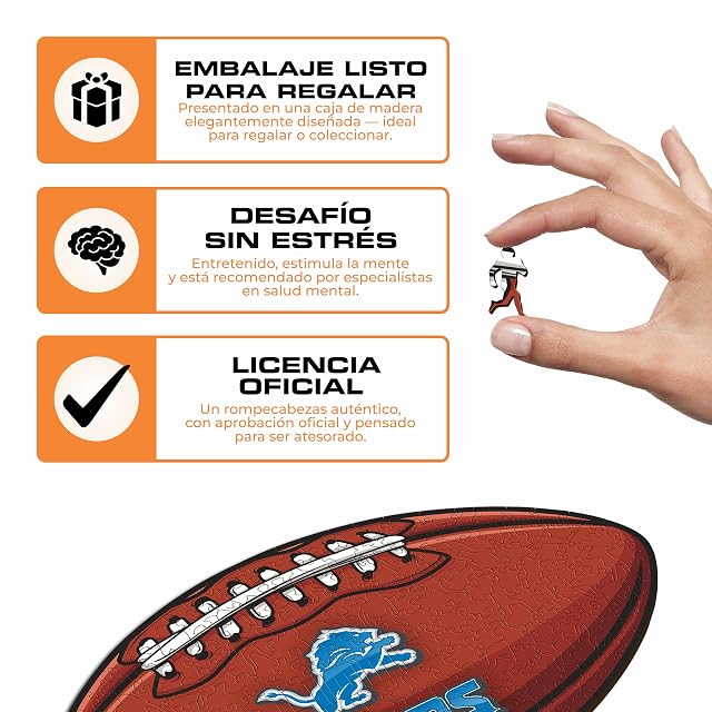 Foto 3 de 8 de Iconic Puzzles - Detroit Lions, Logo, Rompecabezas de Madera con Licencia Oficial de la NFL, 100% sostenible…