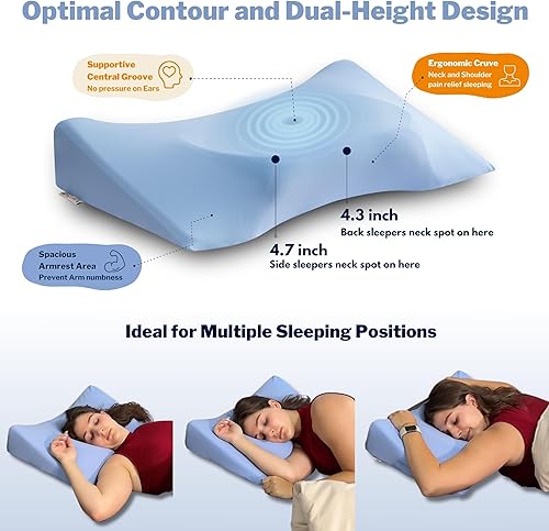 Miniatura 2 de Almohadas de espuma viscoelástica para aliviar el dolor de cuello y hombros, almohada cervical para el cuello se adapta perfectamente a los hombros,