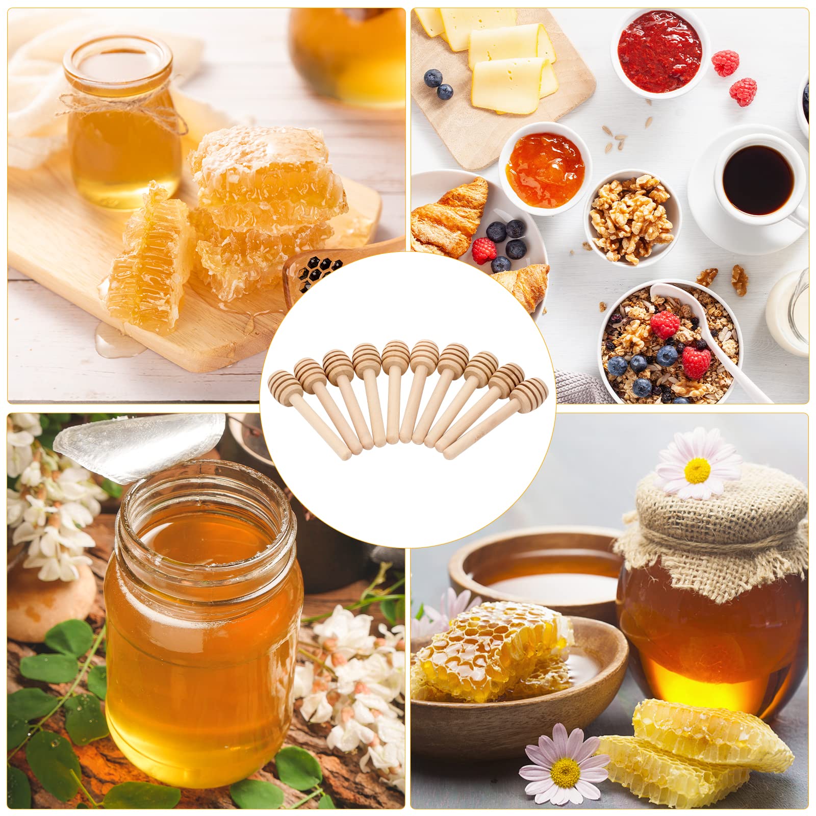 4pcs Honey Spoons Wooden Honey Sticks, Exquisite Honey Dippers Wooden Honey Spoon, Natural Small Wooden Spoons For Stirring Honey Tea Coffee Jam And Wedding Party Favors Gift - View #6