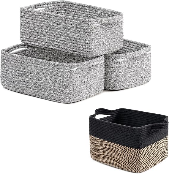 Goodpick Storage Basket for Shelves, Empty Gift Baskets, Rectangle Baskets for Organizing 3 Pack