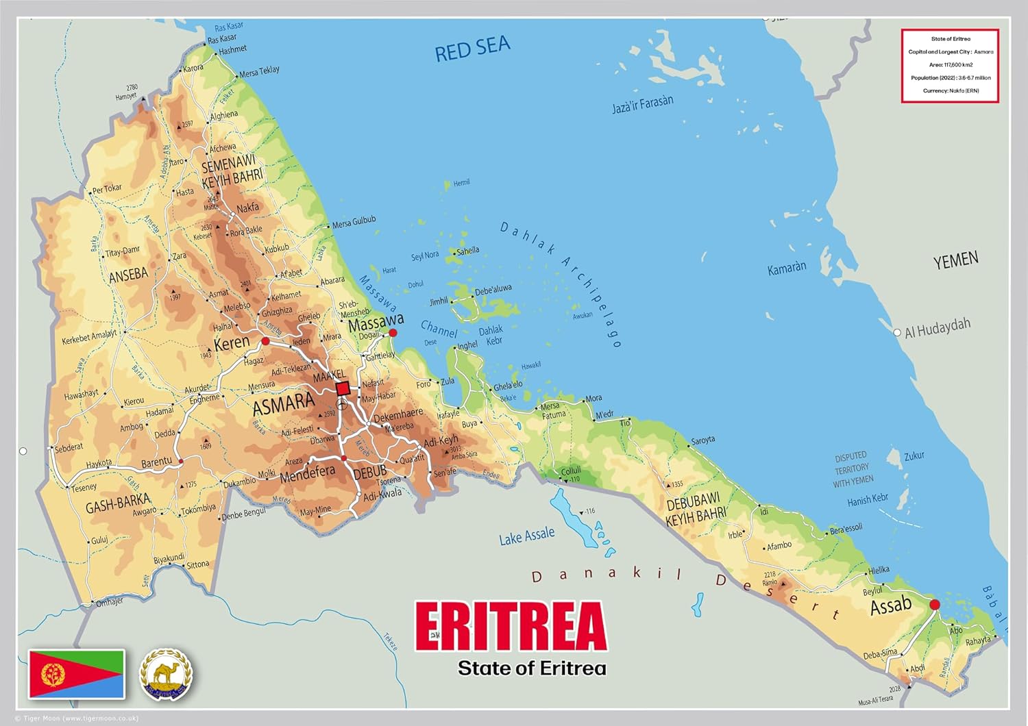 Physical Map Of Eritrea The Oxford Collection Size A2 Paper 81tfFcUBy3L. SL1500 