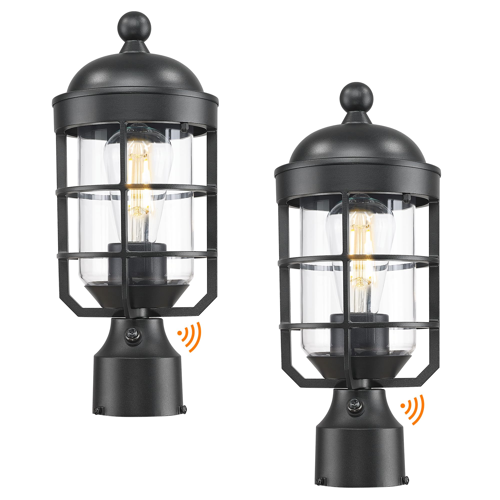 Emliviar 2 Pack Dusk to Dawn Outdoor Post Lights, Black, GE255P-L-PC-2 BK