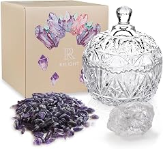 RELIGHT Crystal Rough Stone Set, 5.3 oz (150 g), Natural Stone, Power Stone, Glass Container, Figurine for Purification (Amethyst, Diamond Cut Pattern)