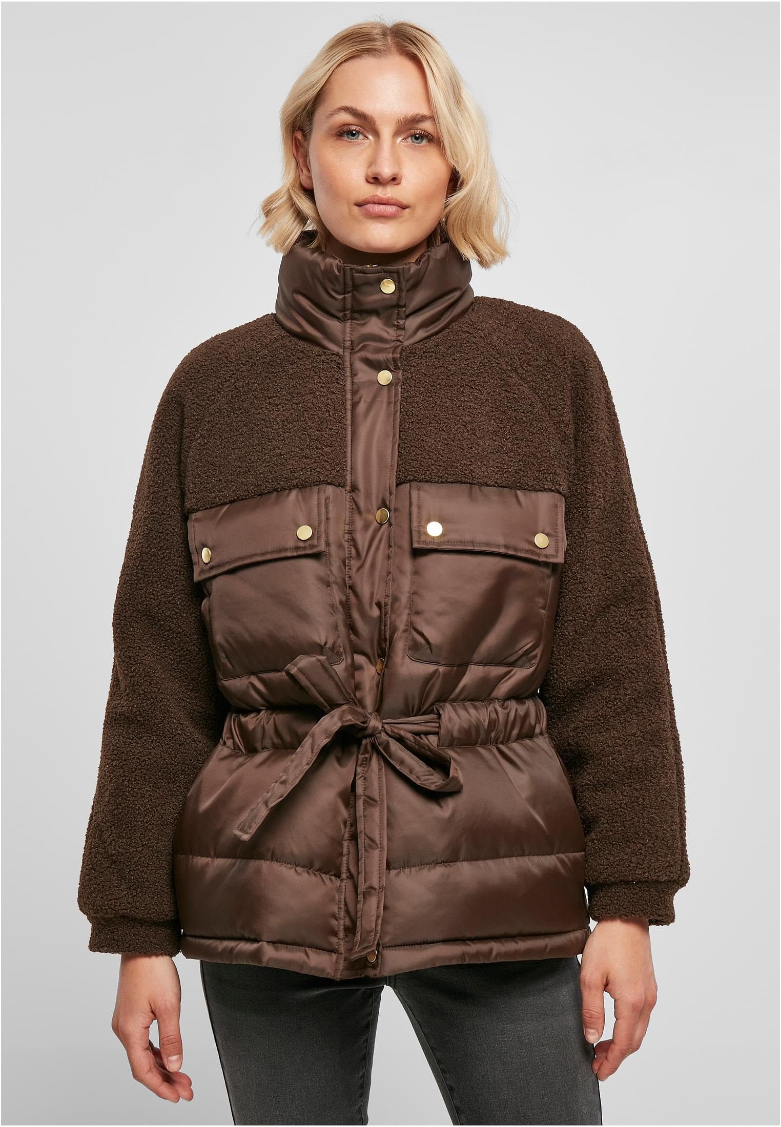 Urban Classics Damen Ladies Sherpa Mix Puffer Jacket