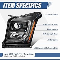 Vista 2 de Auto Dynasty Conjunto de faros LED DRL compatible con GMC Yukon XL 2015-2020, reemplazo de faros delanteros de haz bajo con proyector con luces LED