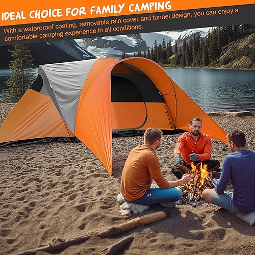 Miniatura 4 de Tienda de campaña grande, tienda familiar, 8-10 personas, 216.5 x 118.1 pulgadas, impermeable, techo de malla, 2 dormitorios y 1 sala de estar,