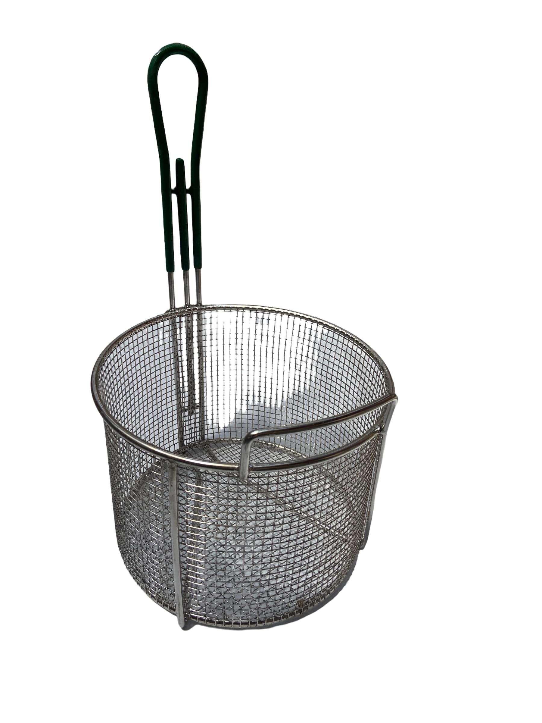 Quality Industries Basket, Stainless Steel, for Crispy Liver, Green Handle, 238x238x176 mm, (9.4x9.4x6.9 in)