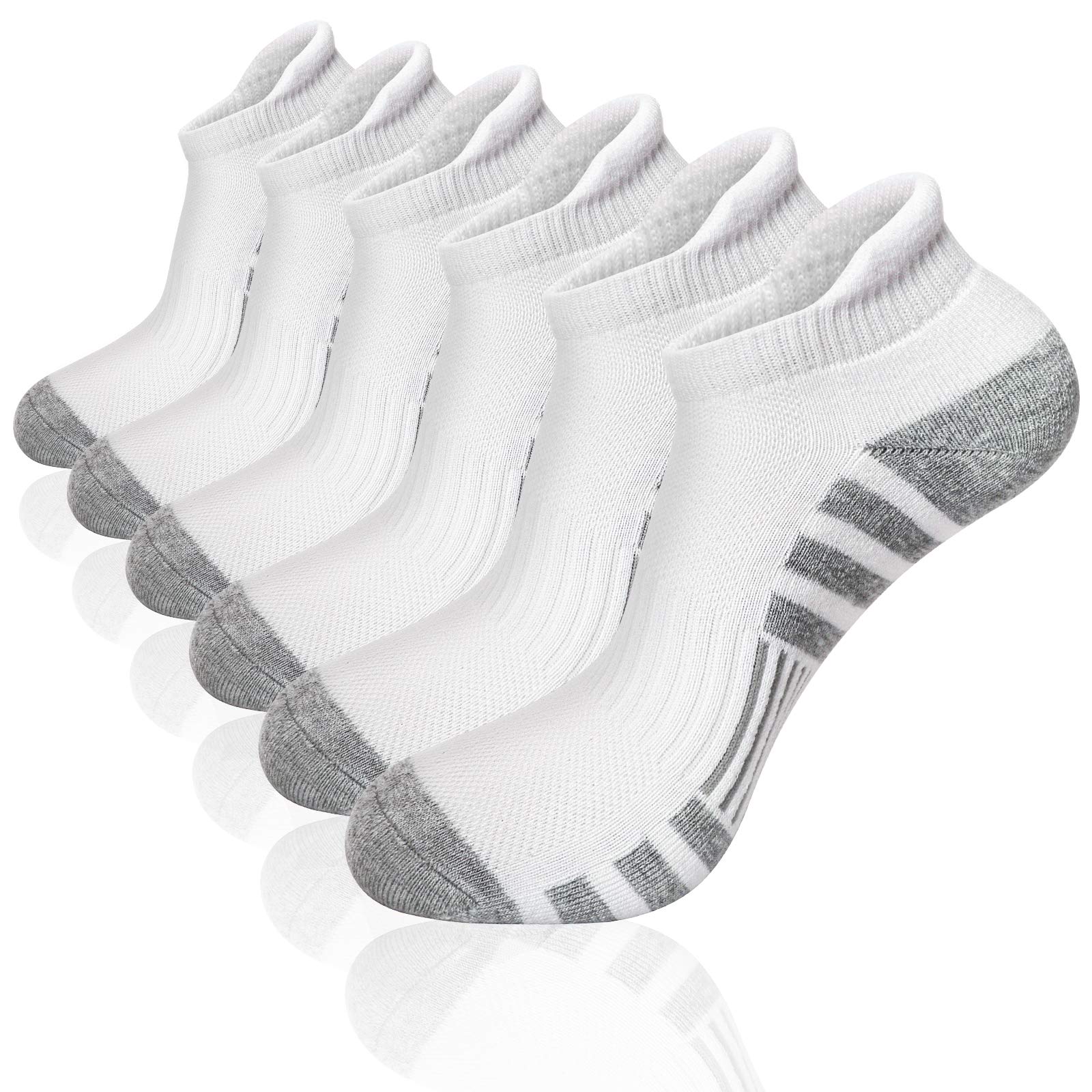 AirackerAnkle Athletic Running Socks Cushioned Breathable Low Cut Sports Tab Socks for Men and Women (6 Pairs)
