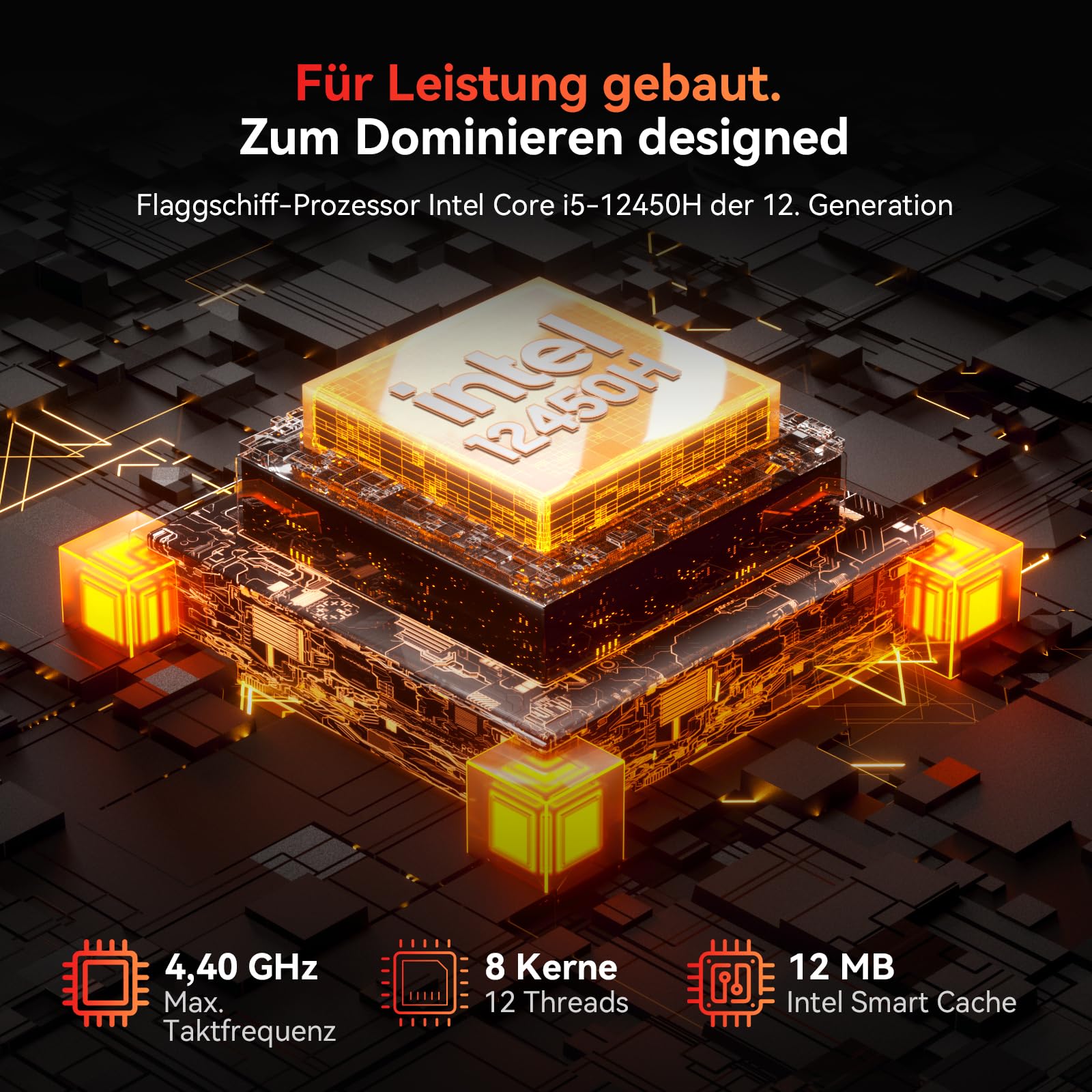 Blackview Mini PC MP100Pro Intel i5-12450H(Stärker als R5 7430U), 16GB RAM & 512GB SSD Win 11 Pro, 8K Triple Display, 3-Jahren-Garantie, 6X USB 3.2, Mini Desktop Computer für Büro/Schule/Heim