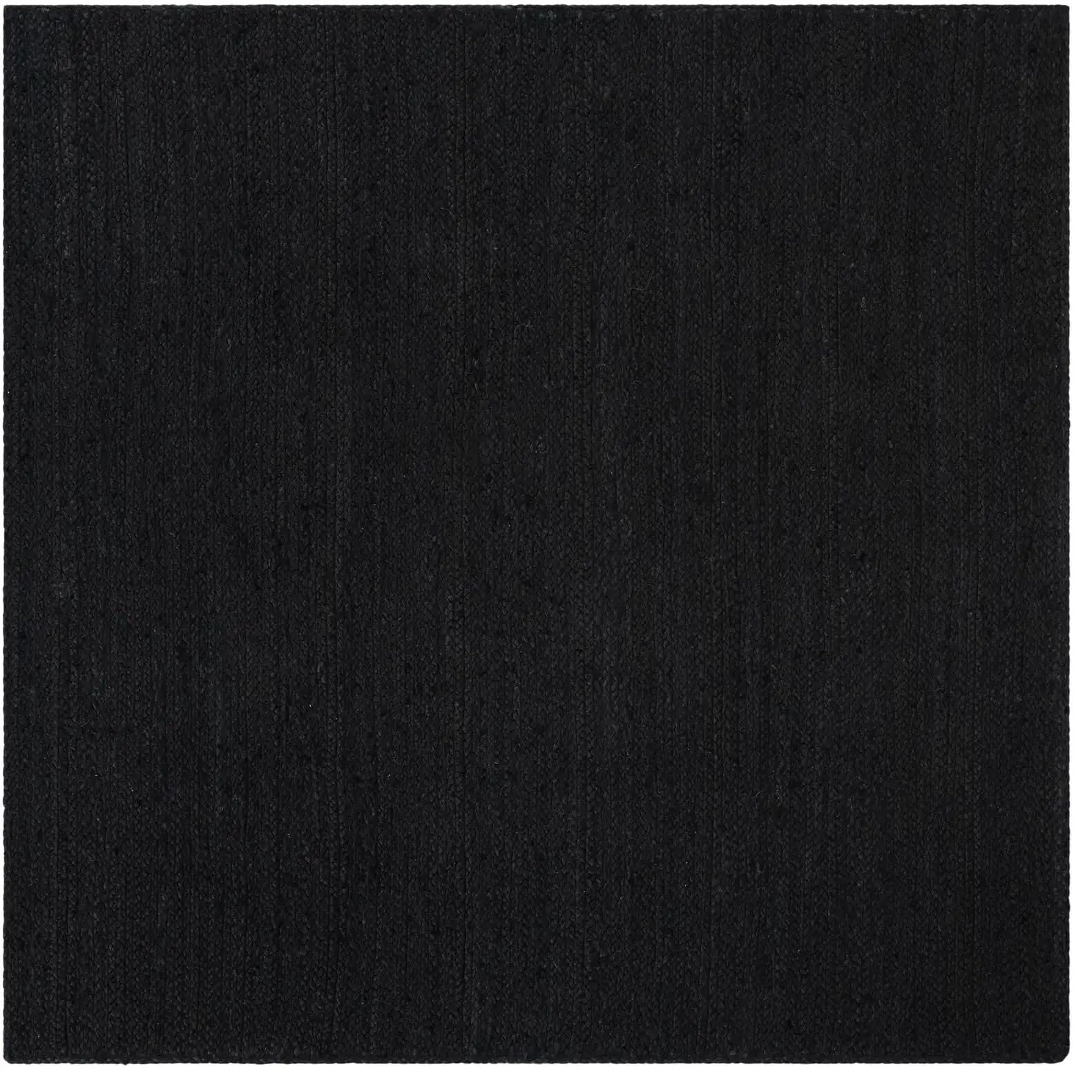 Square Area Rugs for Natural Jute 10x10 Hand Braided Black Jute Solid Design Thick 0.27" Handmade Boho Mat Indoor Outoor Use Flatweave Rugs for Living