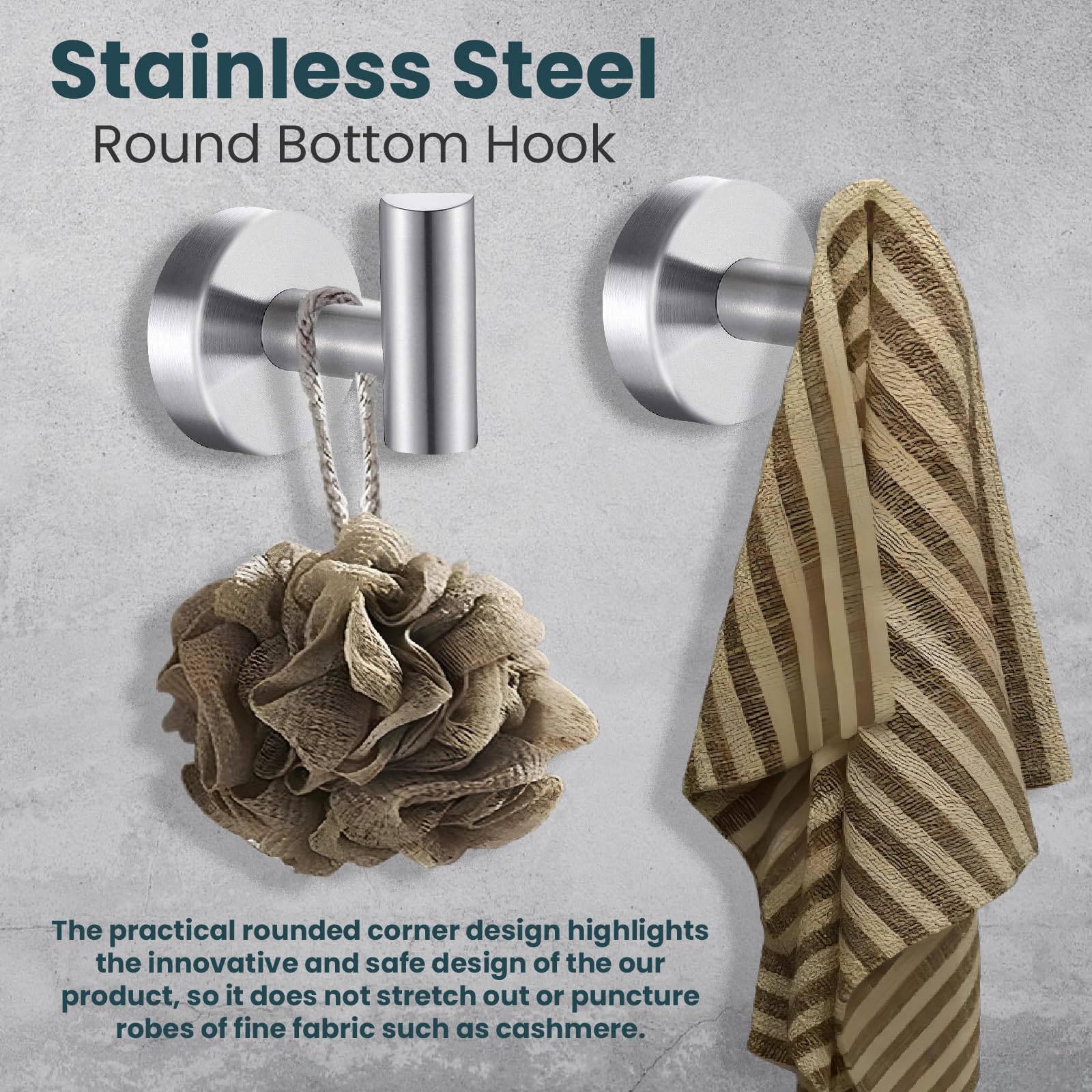 GULINO Colgador toalla baño con tornillos 2 Piezas, Acero Inoxidable, Percha baño, cuelga toallas baño, colgador baño y cocina, perchas baño, colgador toallas Plateado