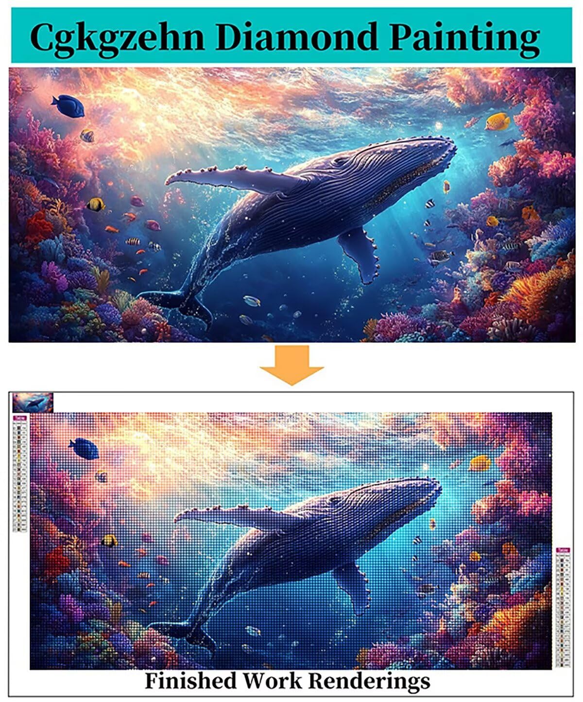 Wieloryb Malarstwo diamentowe dla dzieci, malowanie diamentami duży rozmiar 100 x 200 cm, 5D DIY diamentowe malowanie zwierzęce rzemiosło artystyczne obrazy diamentowe diamentowe dekoracje do domu C2