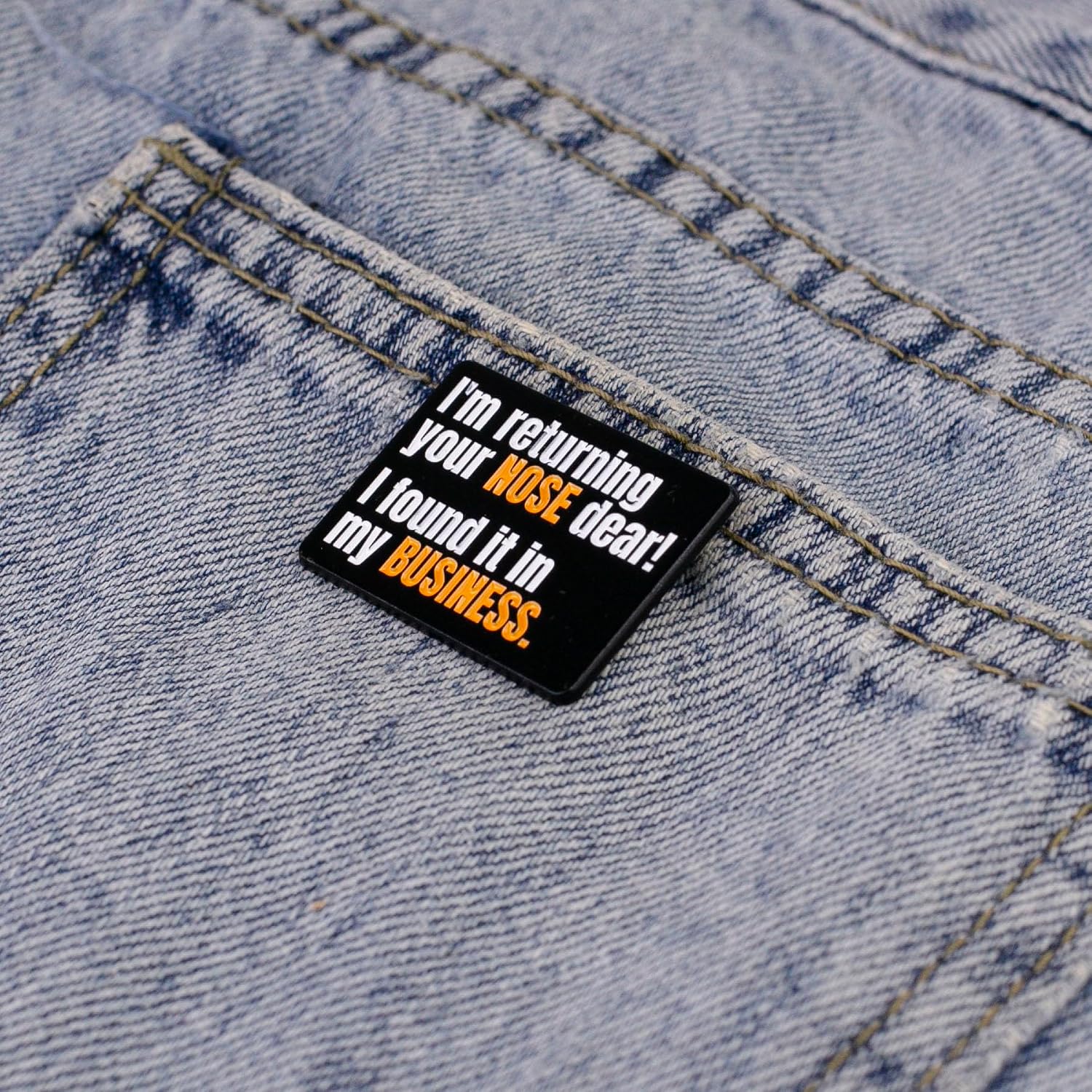 I'm Returning Your Nose Dear I Found It In My Business Sarcastic Workplace Humor Enamel Pin, Funny Office Sarcasm Pin Brooch For Sassy Coworker Introvert Friend, Witty Attitude Brooch Badge, Mind Your Business e Badges, Work Sarcasm Gift, Nosy People Joke Accessory image 4