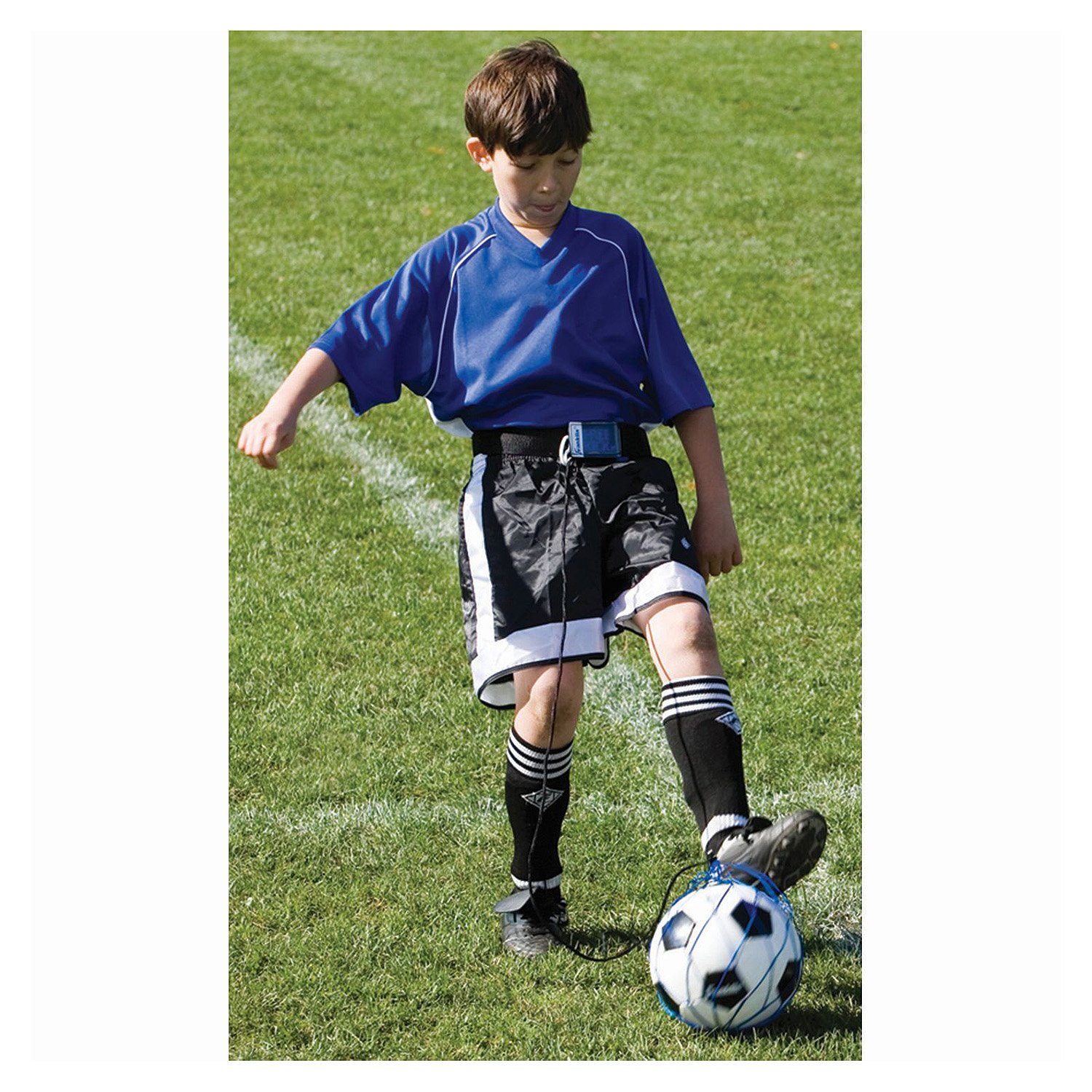 Franklin Kicktrainer - Kickertainingshilfe I Fußball-Gadget I einstellbarer Hüftgürtel I Trainingsnetz für alle Ballgrößen I Fußballtrainings-Zubehör I Schwarz/Neon Gelb - Kordellänge 1,52m