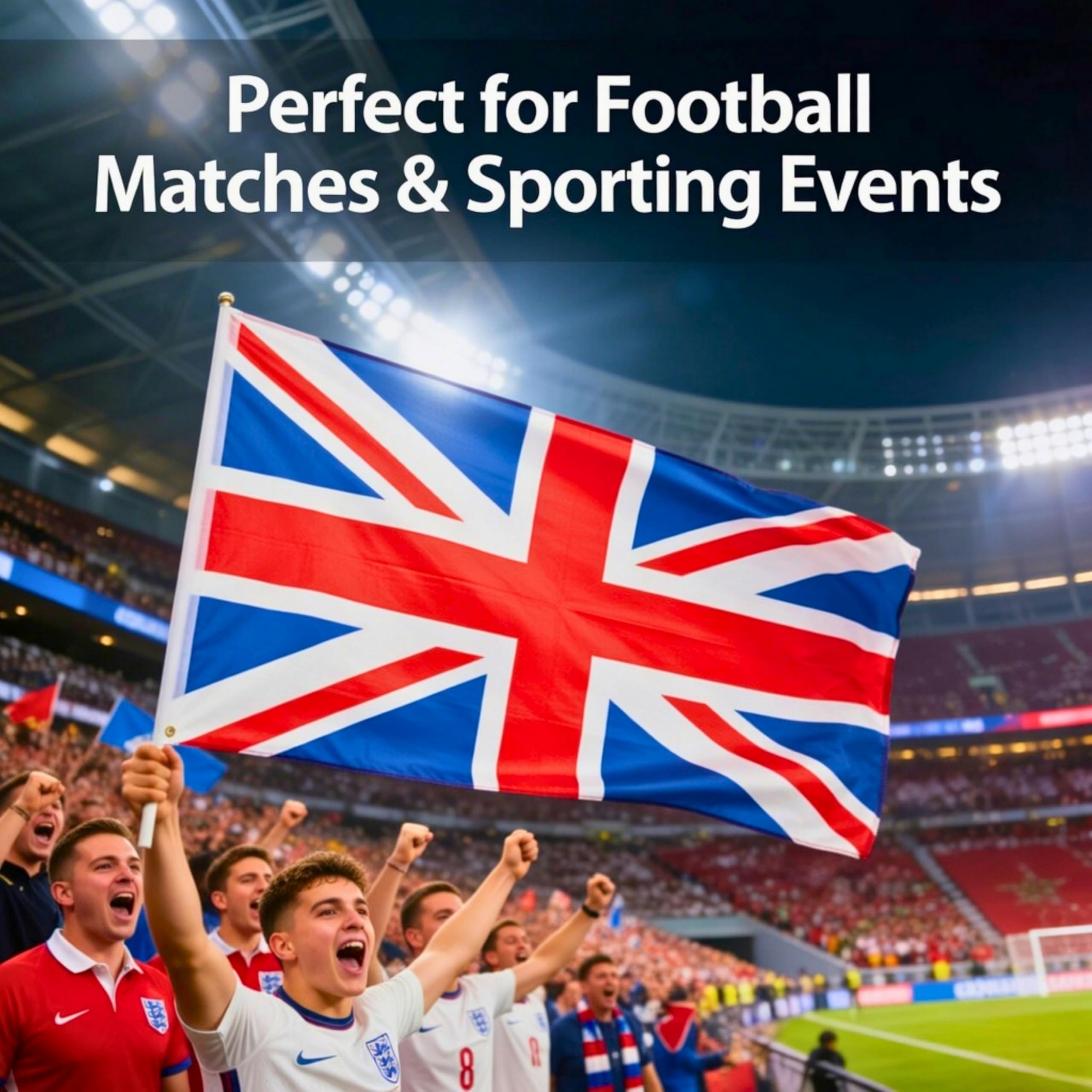 SHATCHI Large 5x3FT Union Jack Flag Britain National Flag New King Charles III Coronation Celebration Garden British Street Party Pub Outdoor Decorations, Red/Blue/White — view 4