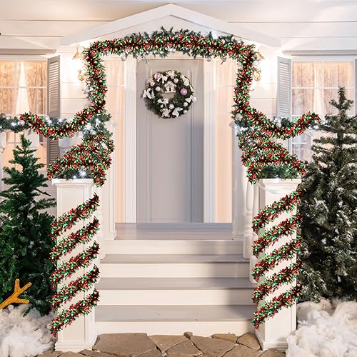 Miniatura 6 de Guirnalda de oropel de Navidad de 50 pies con diseño de torsión metálica para árbol de Navidad, vacaciones, hogar, fiestas, decoración interior y