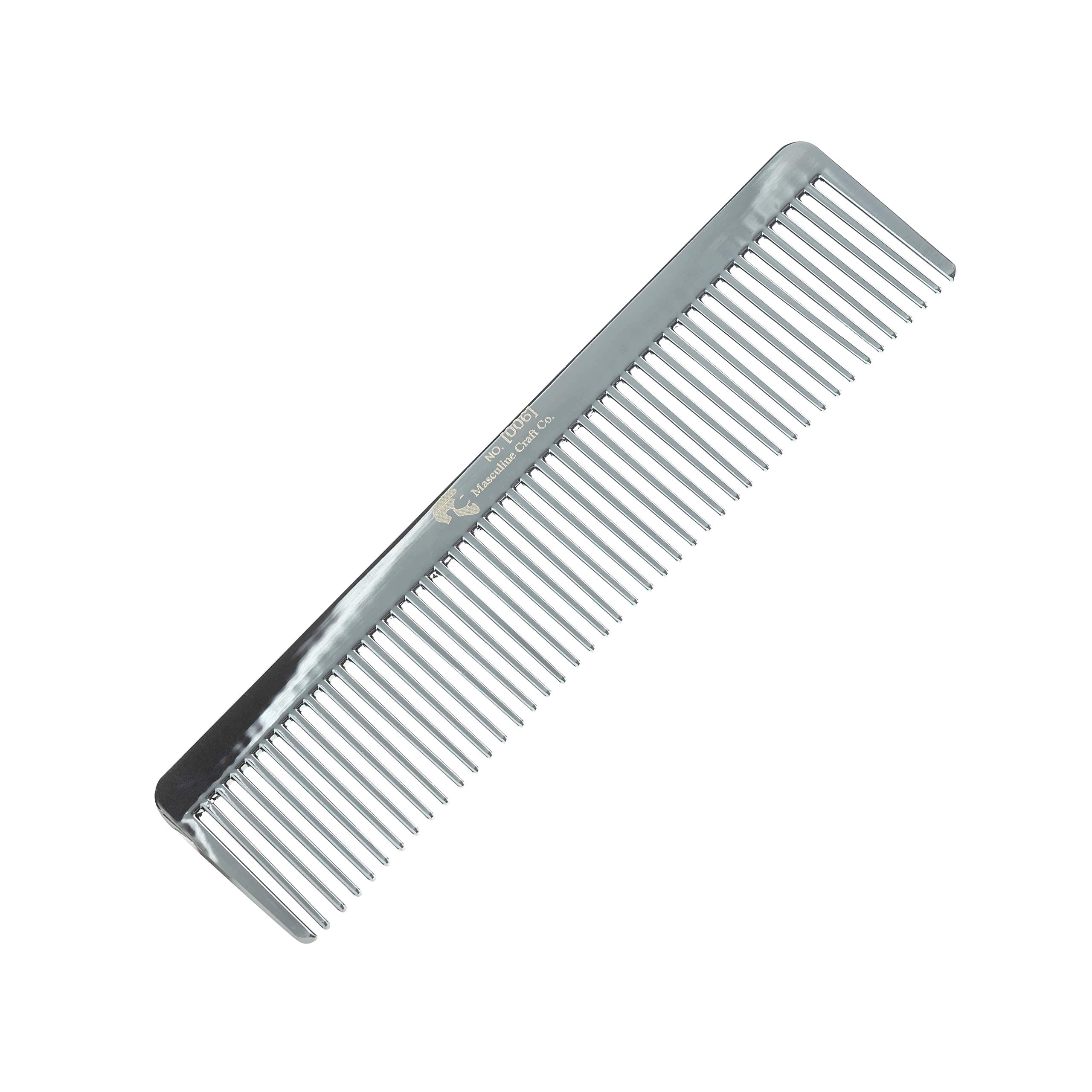 Masculine Craft Co Stainless Steel Hair and Beard Comb - Anti Static Mustache Straightener and Shaper Tool - Best Professional Grooming for Curly or Straight Hair - Fits Men's Wallet Pocket - Silver