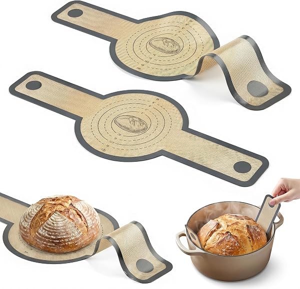 2 Tapis De Cuisson En Silicone 56 * 21cm, pour Pâtes Et Cocotte Antiadhésif Réutilisable Avec Longues Poignées, Résistant -40°C À 230°C, Transfert Sûr Pour Four Hollandais Et Cuisson - 1