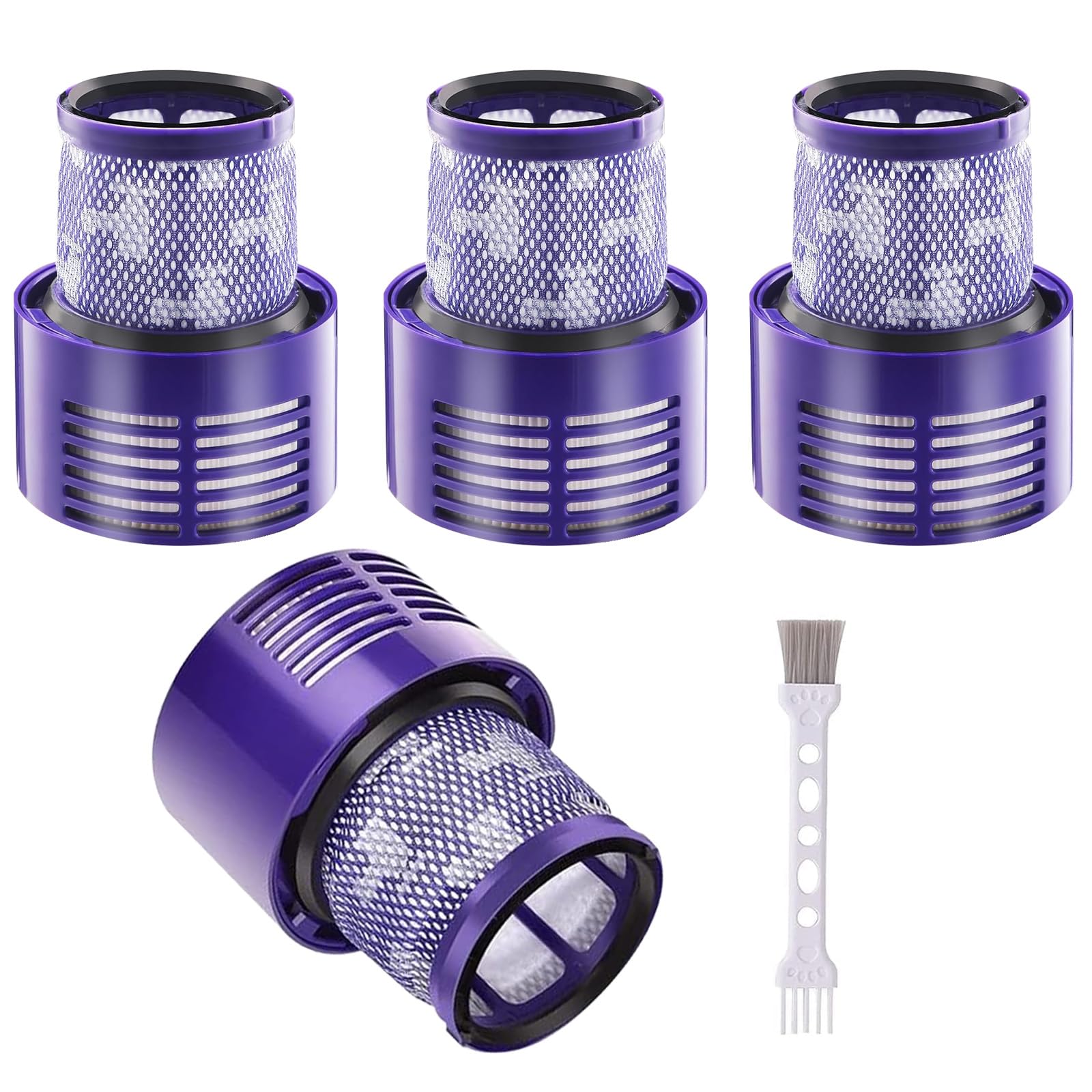 Laukowind Pack of 4 Filters for Dyson V10 SV12, Washable Replacement Filter for Dyson V10 SV12 with Cleaning Brush Cyclone Animal Absolute Vacuum Cleaner Replacement Part # DY-969082-01