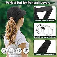 Vista 4 de Sombrero de sol para mujer, 2 en 1, con cremallera, protección solar, visera de playa, sombrero de golf plegable