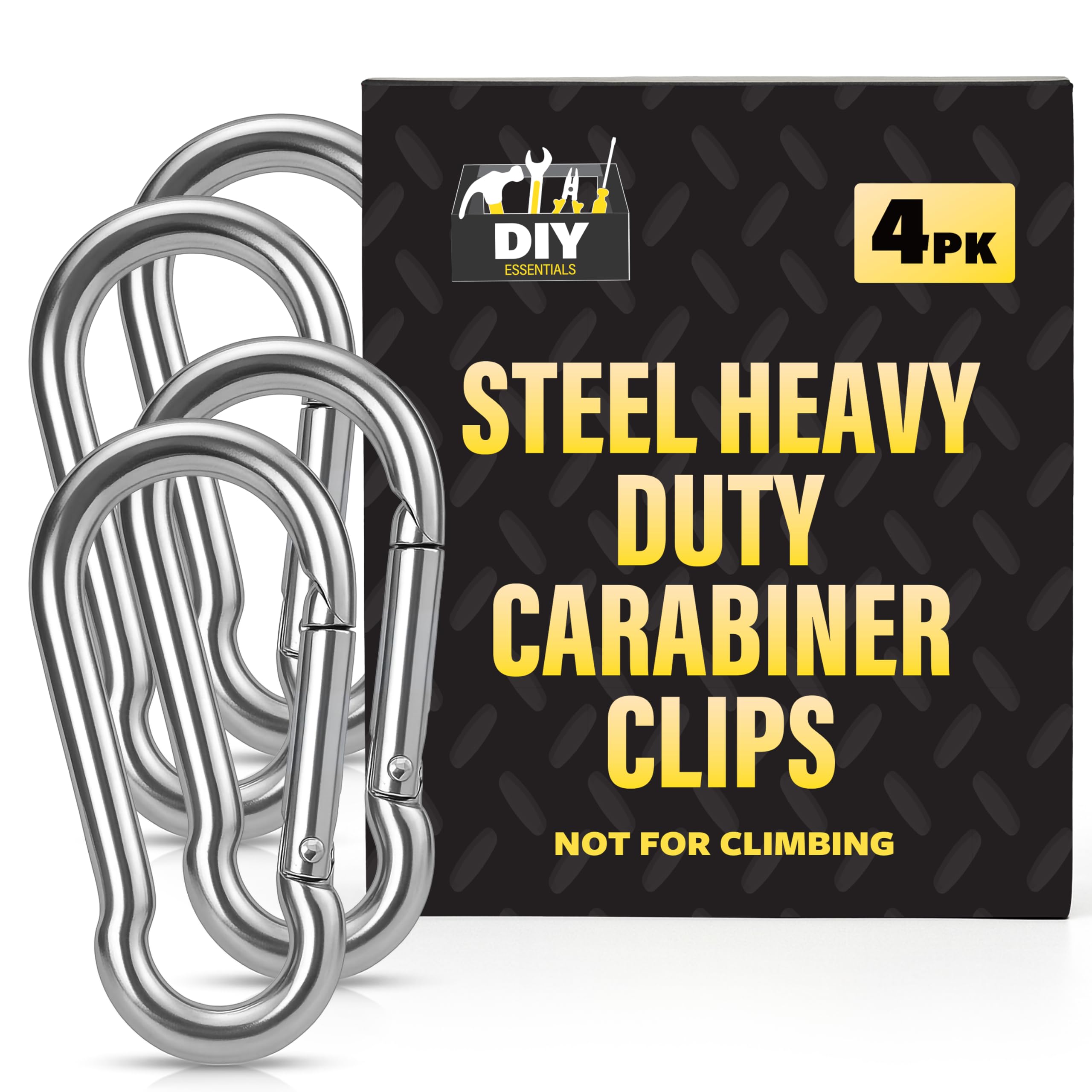 SOL 4pk Carabiner Clip Heavy Duty Metal Snap Hook for Outdoor Camping Hiking Hammock Fishing Gym Climbing Dog Leash Keychain Gear Clip Lightweight Secure Spring Gate Multipurpose Accessory