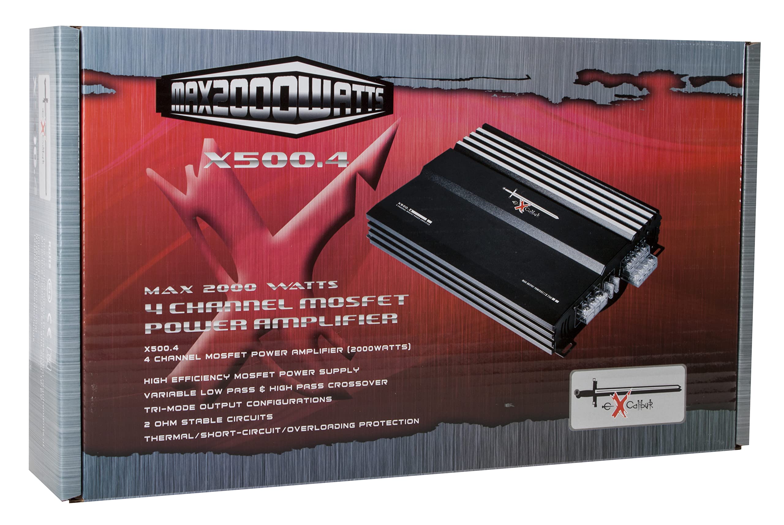 Excalibur Amplificador de potencia X500.4 (MOSFET, 4 canales, 2000 W)