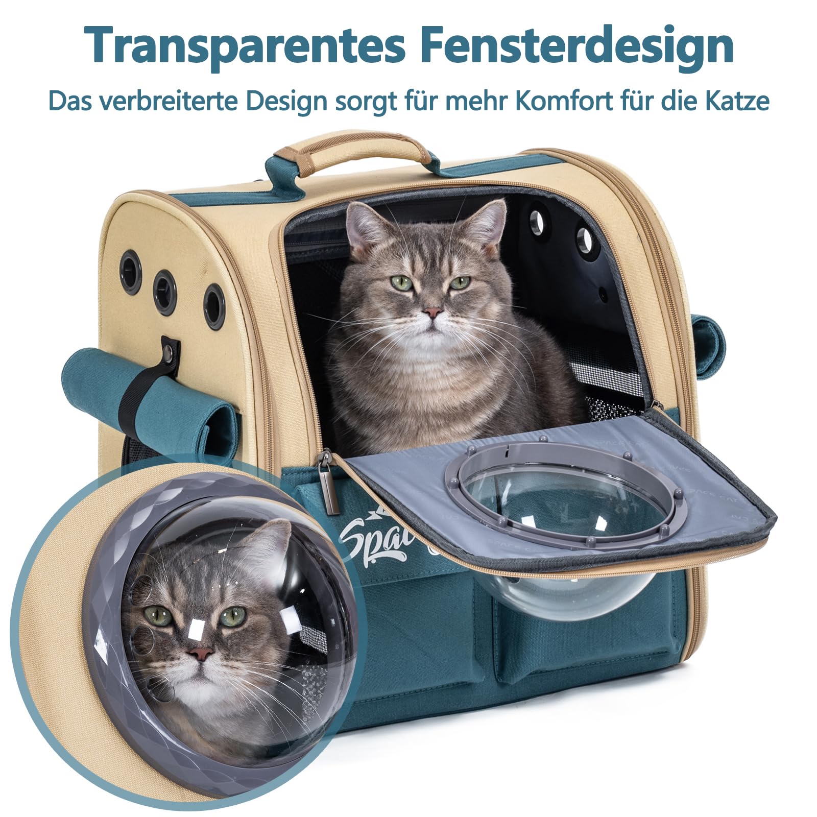 Galatée Erweiterbarer Haustierrucksack, Flugzeugzugelassener Haustierrucksack Für Katzen Und Kleine Hunde, Atmungsaktive Katzentasche Für Reisen, Wandern, Camping Und Outdoor-Aktivitäten(Blau)