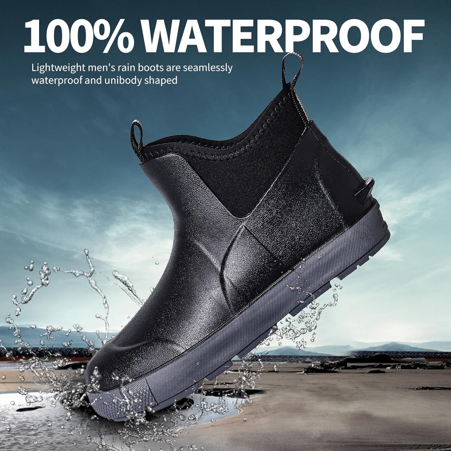 Rain Boots for Men Waterproof Men's Deck Boots Fishing Booties Anti-Slip Rubber Boots Ankle Comfort Lightweight Gardening Shoes for Yard Farm Outdoor Work Boating - Image 4
