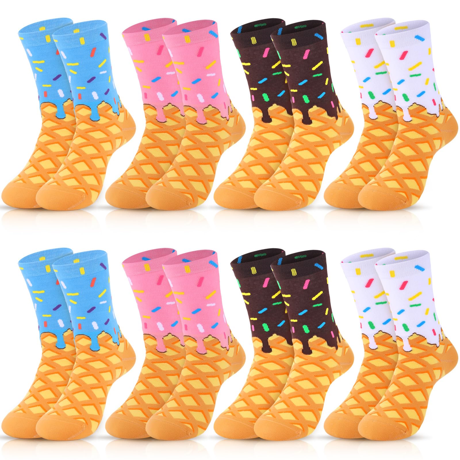 8 Pairs Ice Cream Drip Socks Baseball Team Socks Bulk Athletic Socks for Youth Teen Boys Girls Colorful Sports Sock Team Player Birthday Party Favors