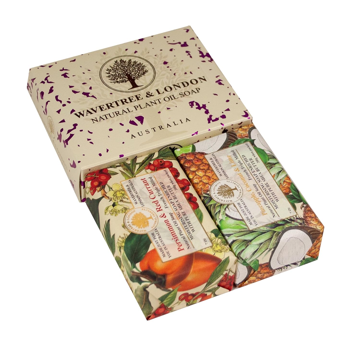 Wavertree & London Trio Gift Box (3 Bars) - 7oz Honey & Almond, Beach and Sicilian Orange Scented Moisturizing Triple Milled Natural Soap Bars - Pure Plant Oil Soap Bars for All Skin Types