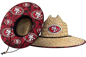 FOCO Men's 49ers Team Logo Floral Lifeguard Beach Straw Sun Hat with Chin Strap