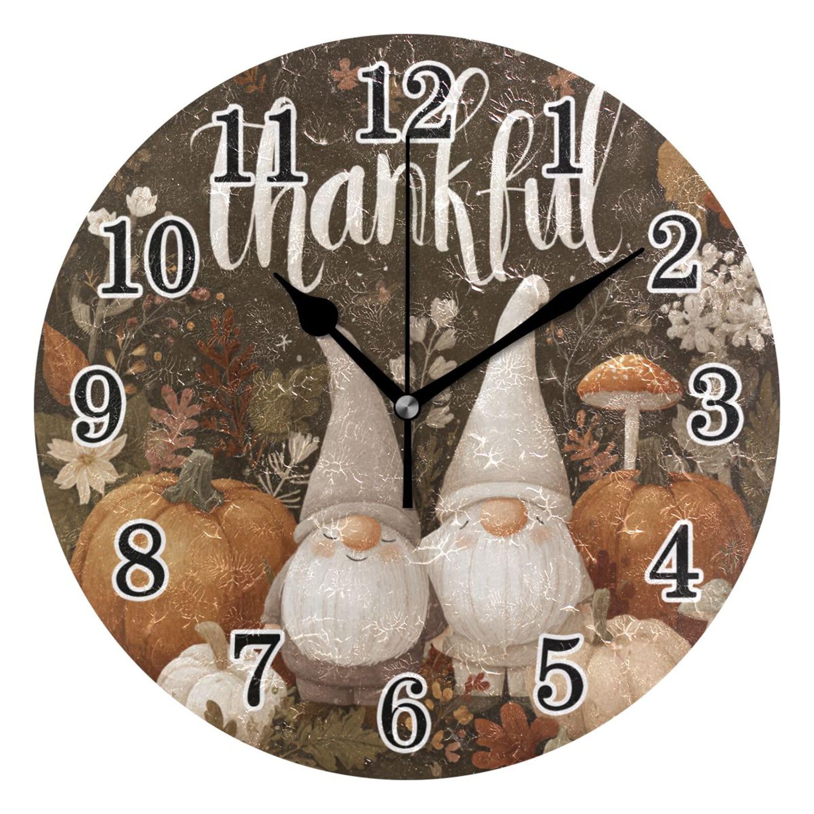Horloge Murale Gnomes d'automne Cadeau Idéal Déco Citrouilles Noirs 25cm