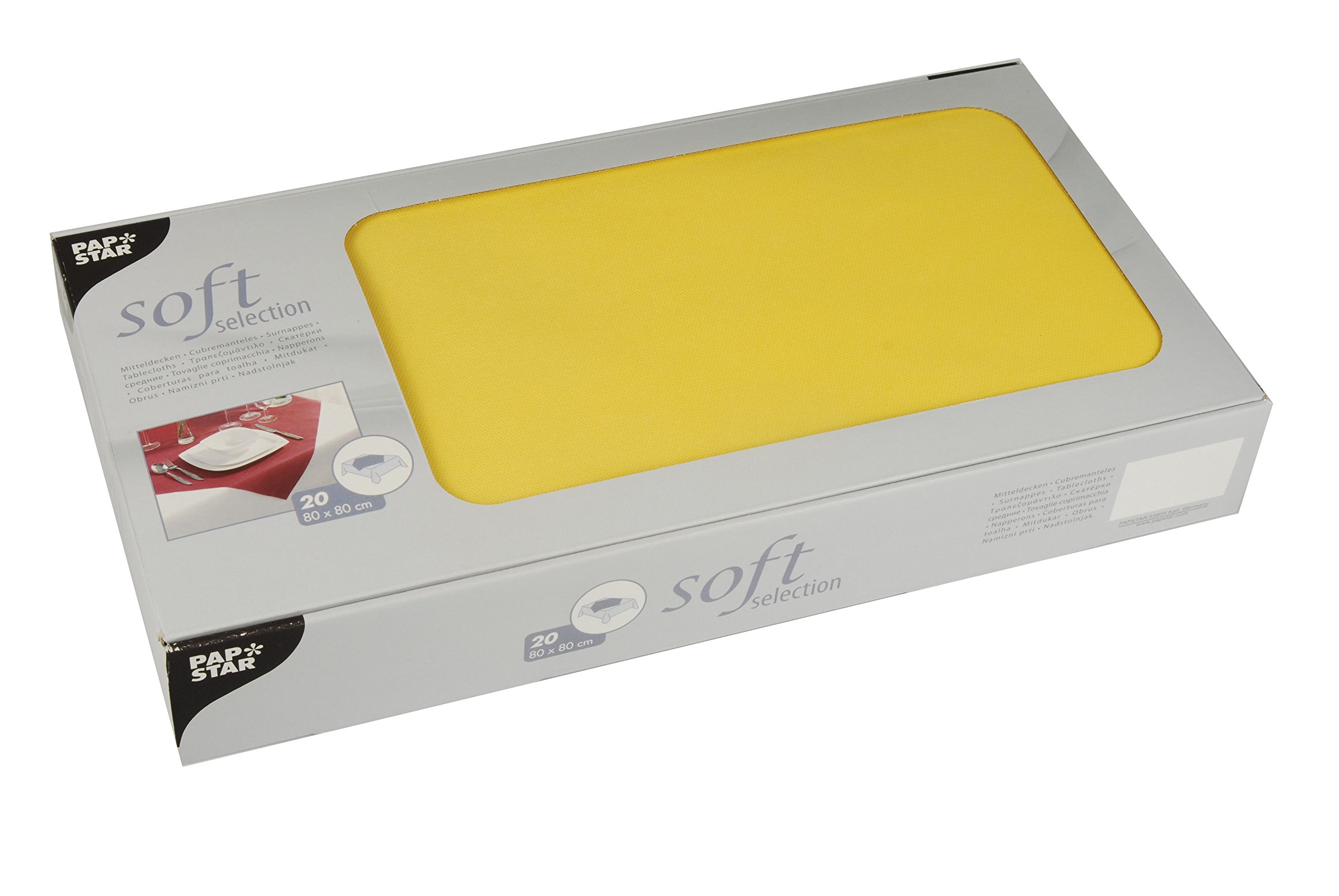 PAPSTAR Tovaglie In Tessuto Non Tessuto Soft Selection - 20 Pezzi 80x80 Cm - Giallo, Impermeabili E Lavabili - 2
