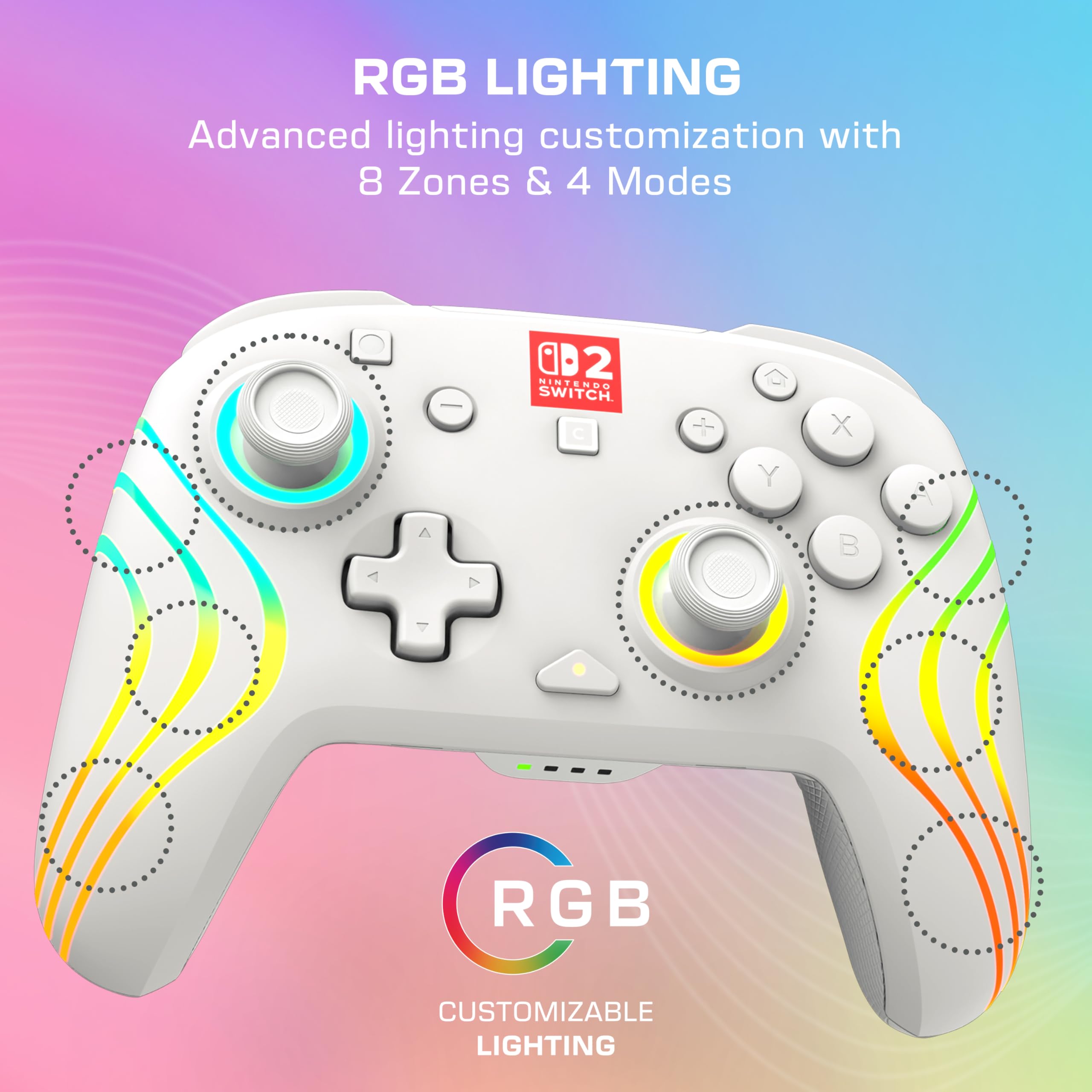 Turtle Beach Afterglow Bianco Controller da gaming RGB wireless con licenza ufficiale per Nintendo Switch 2