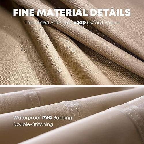 Miniatura 4 de Funda otomana resistente al aire libre de 39 x 29 x 17 pulgadas, rectangular, impermeable, con 2 correas de hebilla y rejillas de ventilación, funda