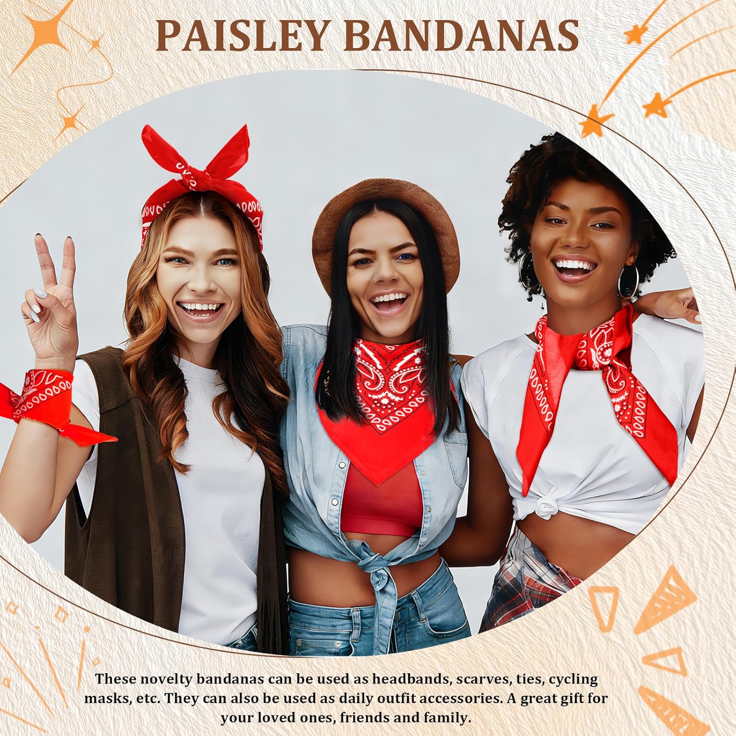 100 Pcs Bandanas Bulk Paisley Bandanas Cowboy Headband Scarf Face Mask for Men Women