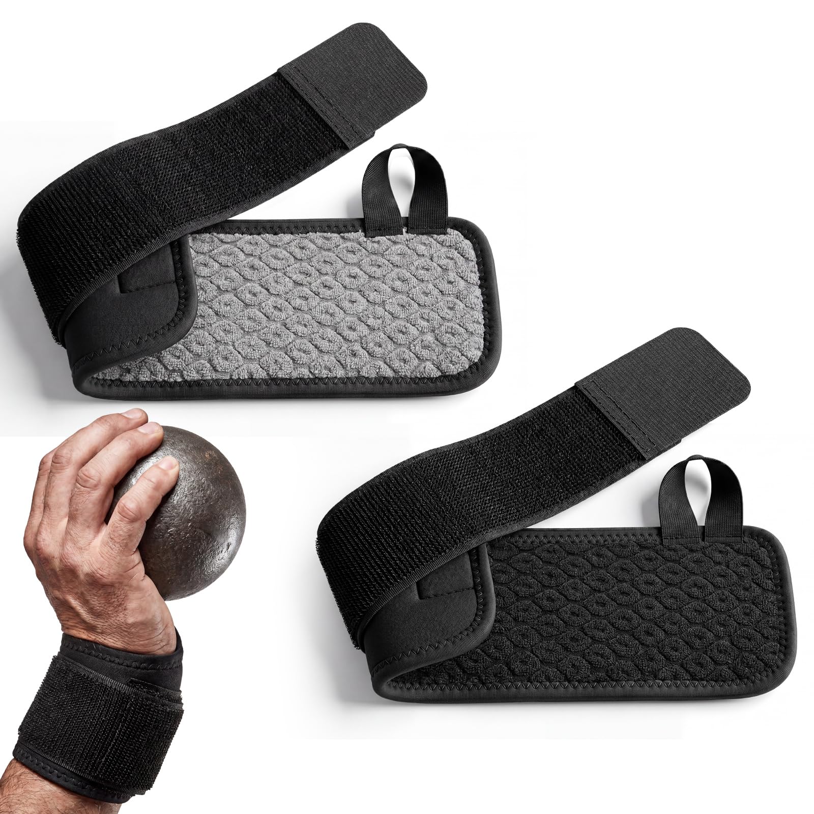Blueweenly 2 Pack Shot Put Wrist Wrap Thrower Training Wrist Wrap Stretchable Shot Put Wristband with Soft Inner Terry Cloth for Men Women Practice Competition